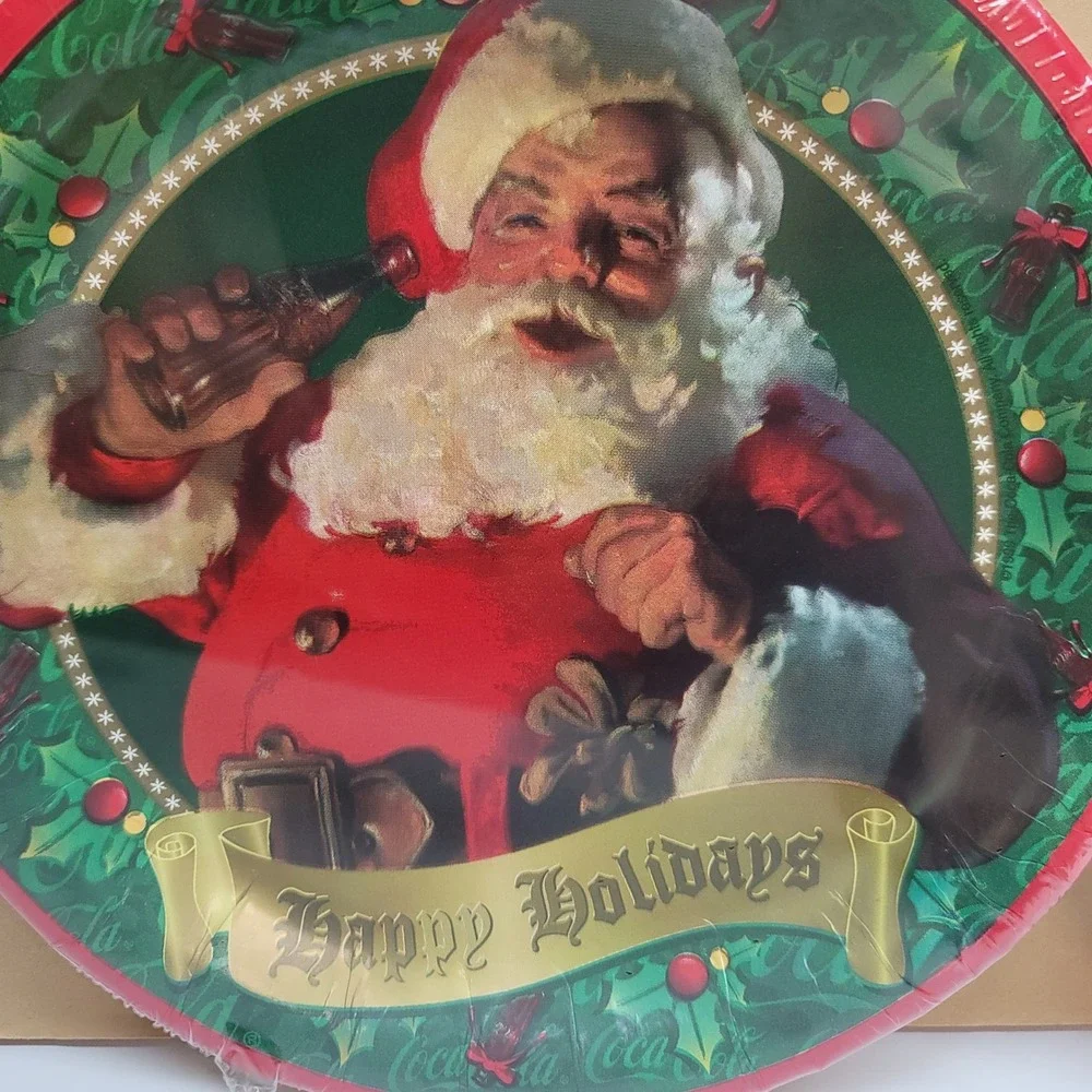 Vintage 1999 Coca-Cola Santa Christmas Paper Plates and Napkins Party Set 3pk